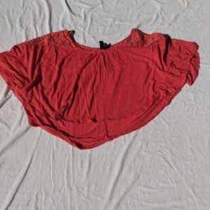 Full Tilt Red Flowly Bright Red Summer Shirt